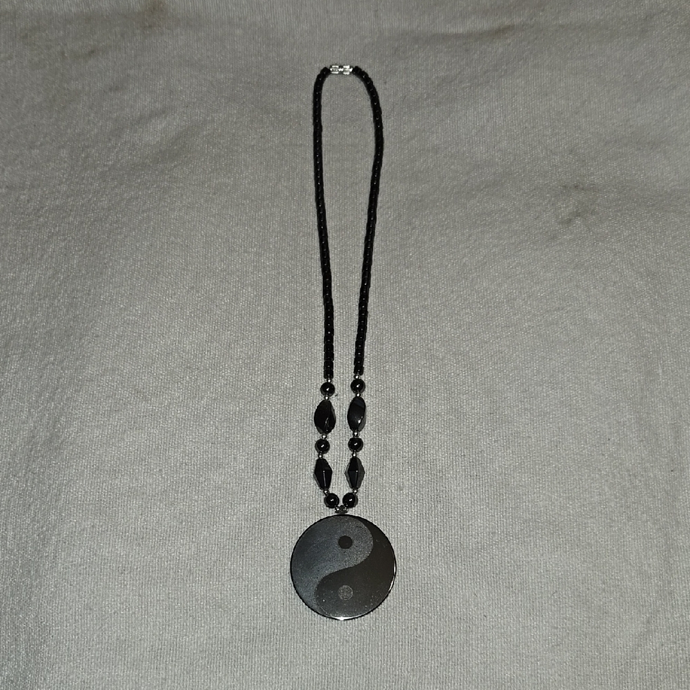 Black Yin Yang Pendant Necklace
